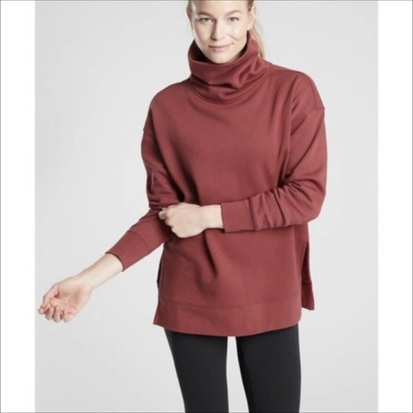 Athleta Tops - Athleta Women’s 24/7 Sweatshirt Large L Funnel Neck Pullover Red LS Cotton